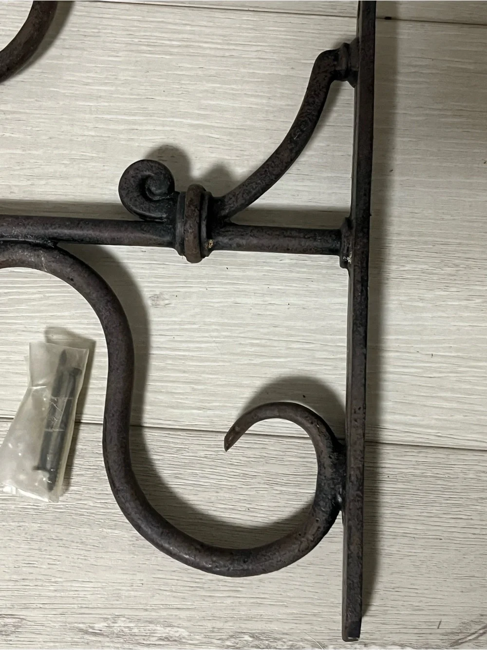 Decorative Black Iron Wall Hook Bracket Pair